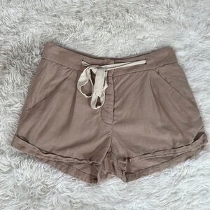 Wilfred with Linen Beige/Tan Mini Shorts with Front Tie